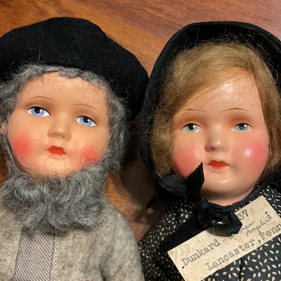 Dunkard antique German Amish dolls papier-mâché - Picture 7 of 9
